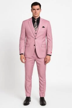 Men’s Pink 3-Piece Slim Fit Suit – Formal Wedding And Prom Outfit With Vest -Alberto Nardoni Shop Men sPink