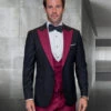 Mens Wool Vested Wide Contrast Peak Burgundy Wedding Tuxedo -Alberto Nardoni Shop Mens 1 Button Contrast Peak Wedding Tuxedo in Burgundy 5c536574 84b0 48e1 bf54 474d394e5be5