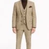 Mens Beige Plaid 3-Piece Suit – Classic Checkered Suit For Weddings, Church Vested Checkered Pattern -Alberto Nardoni Shop Mens Beige Plaid 3 Piece Suit