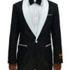Mens Swirl & Diamond Pattern Prom Tuxedo Jacket In Black & White