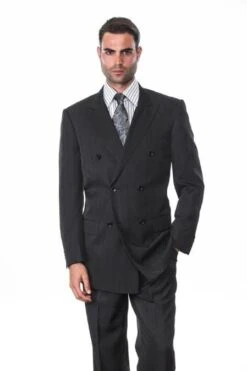 Men's Double-breasted Suit With A Peake Lapel ~ Stripe Design ~ Pinstripe Pattern Italian Design Suit