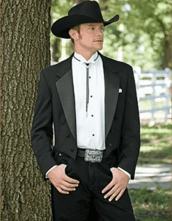 Mens Classic Western Cowboy Tail Tuxedo In Black