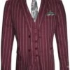 Gangster Suit - Mobster Suit - Mafia Suit For Mens 2 Button Gangster Pinstripe Suit In Burgundy