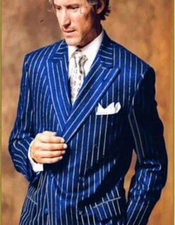 Mobster Suit - Mafia Suit For Mens Double Breasted Gangster Pinstripe In Royal & White