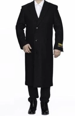 Mens Overcoat -Mens Long Wool Topcoats- Topcoat For Men-Men's Dress Coat Full Length Wool Dress Top Coat / Overcoat In Black Winter Men's Topcoat Sale