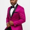 Mens Fuchsia Pink Satin Tuxedo Jacket With Black Peak Lapel – Bold Slim Fit Formal Suit -Alberto Nardoni Shop Mens Fuchsia Pink Satin Tuxedos