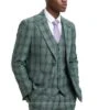 Mens 2 Button Green Wide Lapel Plaid Jacket 3 Piece Suit -Alberto Nardoni Shop Mens Green Wide Lapel Plaid