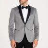 Mens Light Gray Velvet Tuxedo Jacket – Slim Fit Shawl Lapel Formal Blazer + Black Pants Included -Alberto Nardoni Shop Mens Light Gray Velvet Tuxedo Jacket