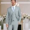 Western Suit - Trajes Para Hombres - Cowboy Formal Attire - Trajes De Novio - Matching Top Collar Light Grey Suit