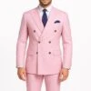 Mens Light Pink Double-Breasted Suit With Gold Buttons – 2-Piece Slim Fit Set
