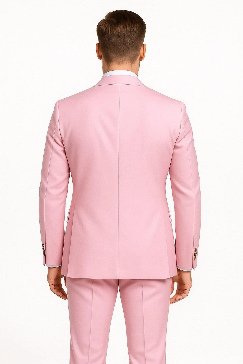 Mens Light Pink Double-Breasted Suit With Gold Buttons – 2-Piece Slim Fit Set 2 Mens Light Pink Double-Breasted Suit With Gold Buttons – 2-Piece Slim Fit Set - Image 2