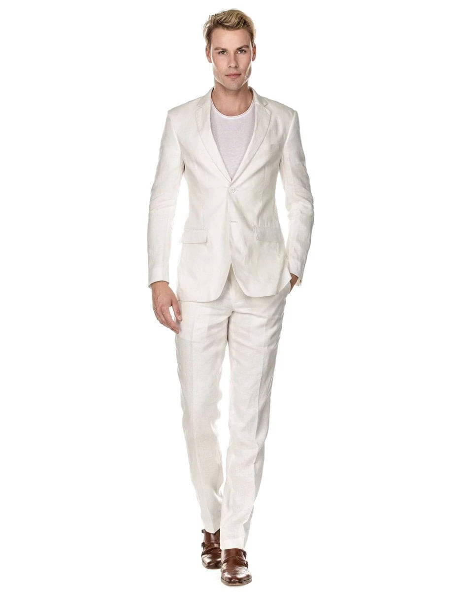 Mens Cheap White Suit Modern Fit Linen Wedding Suit White 1 Mens Cheap White Suit Modern Fit Linen Wedding Suit White