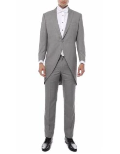 Mens Traditional Wedding Morning Prom Jacket / Tuxedo In Light Grey