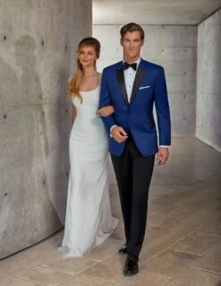 Western Suit - Trajes Para Hombres - Cowboy Formal Attire - Trajes De Novio - Cobalt Blue -Alberto Nardoni Shop Mens One Button Peak Tuxedo Cobalt Blue