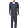 3 Piece Suit - Navy Blue Three Piece Suit -Mens Regular Fit Vested Suit Navy Blue