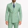 Mens Sage Green Double-Breasted Suit With Gold Buttons – Formal Slim Fit 2-Piece Pistachio Color -Alberto Nardoni Shop Mens Sage Green Double Breasted Suit