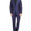 Mens Slim Fit Sharkskin Shawl Prom Tuxedo In Navy Blue
