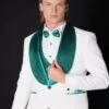 White And Teal Blue Lapel Tuxedo With Vest And Pants - Wedding Groom Suit -Alberto Nardoni Shop Mens Teal Prom Suits