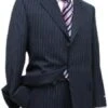 Navy Blue Suit For Men Pin Stripe ~ Pinstripe 2 Or Three ~ 3 Buttons Side Vent Jacket Super 150'S Poly~Rayon Suit -Alberto Nardoni Shop Mens Three Buttons Wool Suit 124