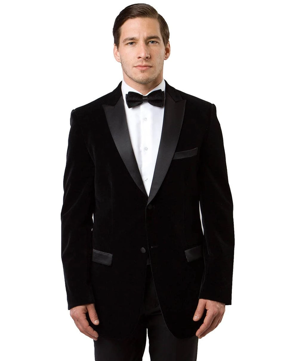 Mens Peak Lapel Velvet Tuxedo Jacket In Black 1 Mens Peak Lapel Velvet Tuxedo Jacket In Black