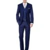 3 Piece Suit - Navy Blue Three Piece Suit - Mens Vested Smart Modern Fit Suit Navy Blue