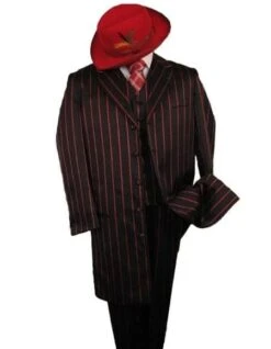 Mens Zoot Suit - Zuit Suit - Black & Red Suit - Wedding Single Breasted Zoot Suit