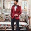 Velvet Blazer - Mens Blazer - Dinner Jacket "Venice" Ruby Red Velvet Dinner Jacket - Separates