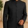Mens Long Mandarin Collar Zoot Suit Black Tuxedo