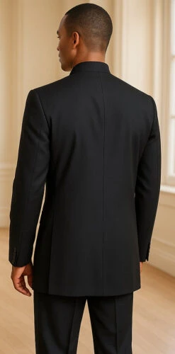 Mens Long Mandarin Collar Zoot Suit Black Tuxedo -Alberto Nardoni Shop Mens Long Mandarin Collar Zoot Suit Black Tuxedo 1