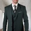 Men's Designer Modern Fit Double Breasted Vest Wool Wedding Suit In Hunter Green -Alberto Nardoni Shop Modern Fit in Hunter Green