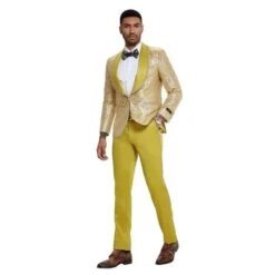 2025 Prom Special Mustard Paisley 2pc Mens Suit By Tazzio -Alberto Nardoni Shop Mustard2