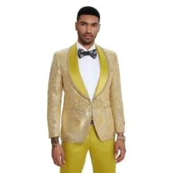 2025 Prom Special Mustard Paisley 2pc Mens Suit By Tazzio -Alberto Nardoni Shop Mustard4