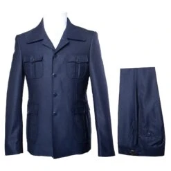 Mens Classic Navy Safari Suit With Utility Jacket And Coordinated Trousers 7 Mens Classic Navy Safari Suit With Utility Jacket And Coordinated Trousers -Alberto Nardoni Shop Navy Safari Suit with Utility Jackets