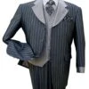 Mens Vested Shiny Sharkskin Pinstripe Fashion Navy Blue Zoot Suit 2 Mens Vested Shiny Sharkskin Pinstripe Fashion Navy Blue Zoot Suit -Alberto Nardoni Shop Navy Blue Fashion Zoot Suit