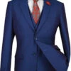 Mens Ultra Slim Fit Vested Textured Suit In Blue