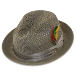 Castor Crushable Straw Hat Fedora In Olive