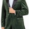 Dark Green Tuxedo - Men's Two Button Peak Lapel Velvet Wedding & Prom Olive Green Tuxedo Jacket