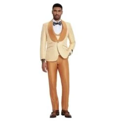 2025 Prom Special Orange Tuxedo Suit W/ Double-Breasted Vest By Tazzio -Alberto Nardoni Shop Orange 3