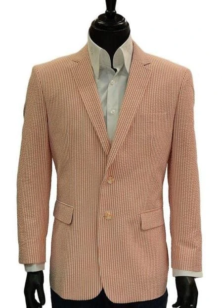 Alberto Nardoni Brand Orange Seersucker Sear Sucker Suit Blazer Sport Coat Jacket 1 Alberto Nardoni Brand Orange Seersucker Sear Sucker Suit Blazer Sport Coat Jacket