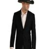 Mens Two Button Notch Lapel Paisley Pattern Blazer Black