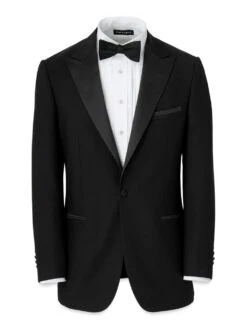 Mens Single Breasted Peak Lapel Tuxedo Jacket Black