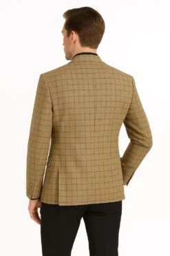 Men's Tan Plaid Blazer – Windowpane Checkered Taupe Colar With Conservative Burgunsih Pattern Mix Perfect For Business 10 Men's Tan Plaid Blazer – Windowpane Checkered Taupe Colar With Conservative Burgunsih Pattern Mix Perfect For Business -Alberto Nardoni Shop PerfectForBusiness