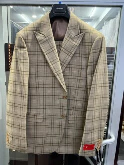 Men's Tan Plaid Blazer – Windowpane Checkered Taupe Colar With Conservative Burgunsih Pattern Mix Perfect For Business 11 Men's Tan Plaid Blazer – Windowpane Checkered Taupe Colar With Conservative Burgunsih Pattern Mix Perfect For Business -Alberto Nardoni Shop Photooforiginalsuit