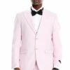 Men's Two Button Vested Peak Lapel Pastel Wedding And Pink Prom Suit