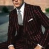 Mens Pimp Coat + Pimp Jacket Vest And Pants - Gangster Stripe Fabric Black And Red Suit -Alberto Nardoni Shop Pinstripe Suit 29fbd457 8679 4051 8de7 6e92eddddda2