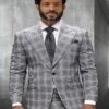 Mens 3 Piece 100 Percent Wool Suit - Affordable Italian Super 150's Fabric In Plaid Texture Fabric In Color Grey - Online Special -Alberto Nardoni Shop Plaid Texture Fabric in Color Grey
