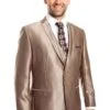 "Sharkskin Wedding & Prom 2025 Suit - Men's Two Button Vested In Dark Taupe"