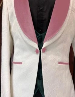 White And Pink Tuxedo - Prom Suit (Jacket + Pants + Vest + Bowtie Package) -Alberto Nardoni Shop Prom Suit White and Pink Tuxedos