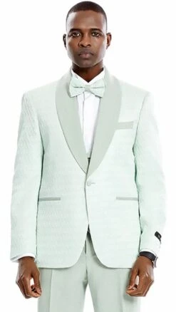 Mens One Button Vested Wedding And Prom Tuxedo In Mint Green