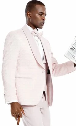 Mens One Button Vested Wedding And Prom Tuxedo In Pink